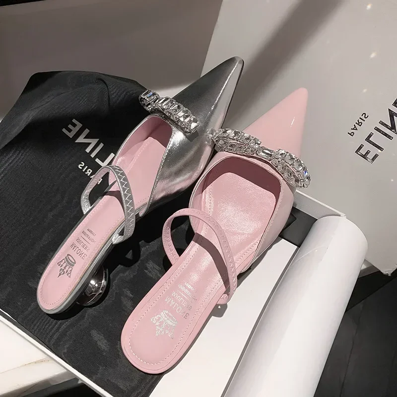 Women'S Shoes Clogs - Damskie różowe lakierowane klapki, wiosenno-letnie baleriny,