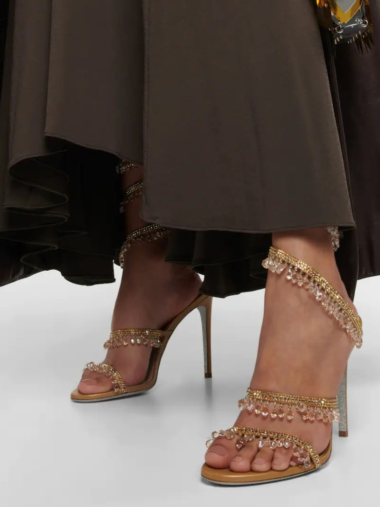 Ankle Strap Heels - Damskie sandały z wodnymi diamentami, modne,