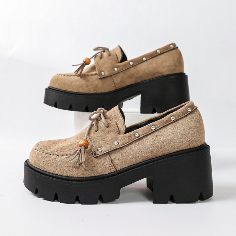 Shoes For Women Flats - 2026 Retro Teksturowane Sznurowane Platformy na