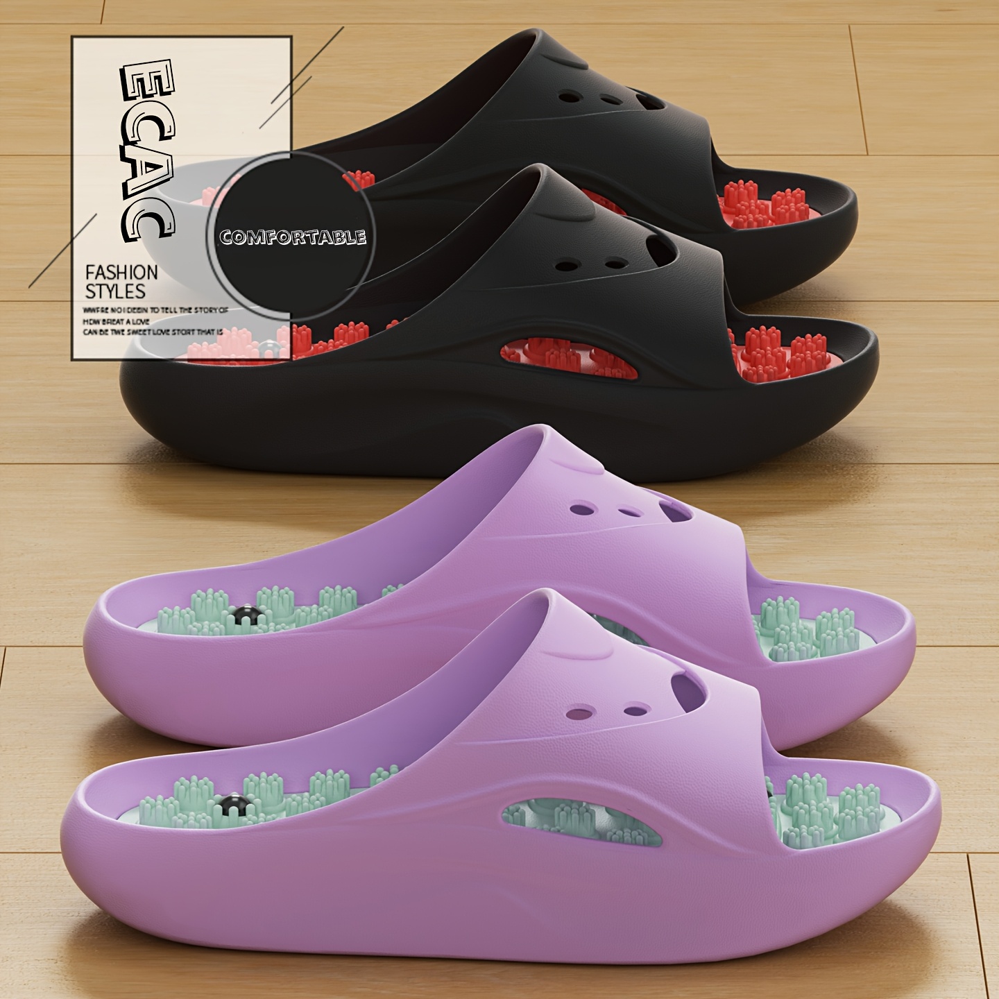 Women'S Shoes To Men'S Size - Damskie Męskie Klapki Masujące EVA z
