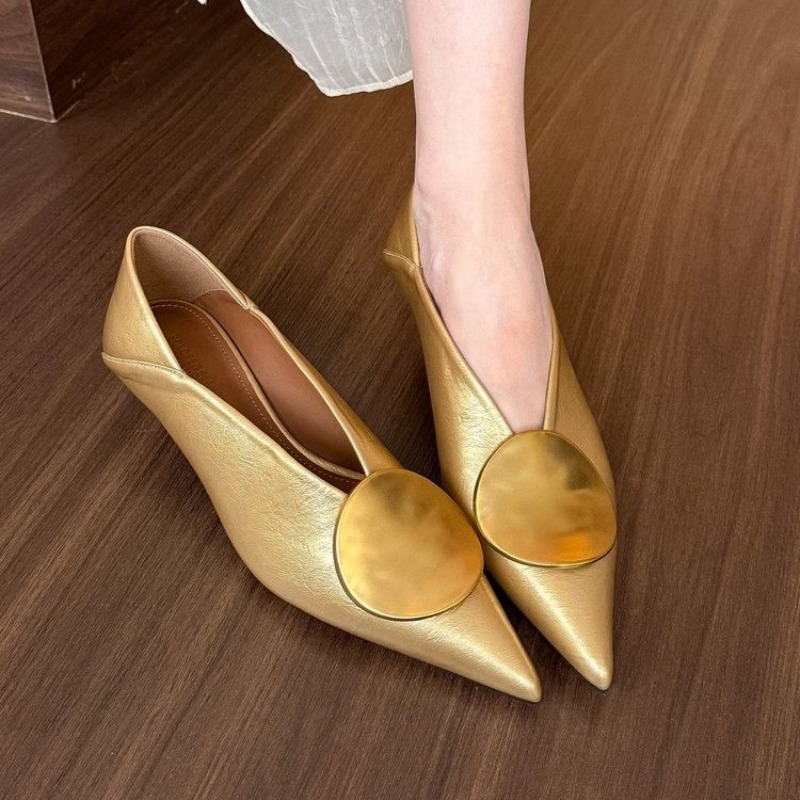 Shoes For Women Flats - Wsuwane damskie baleriny z ostrym noskiem