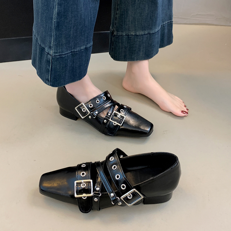 Shoes For Women Flats - Damskie baleriny z paskiem i klamrą,