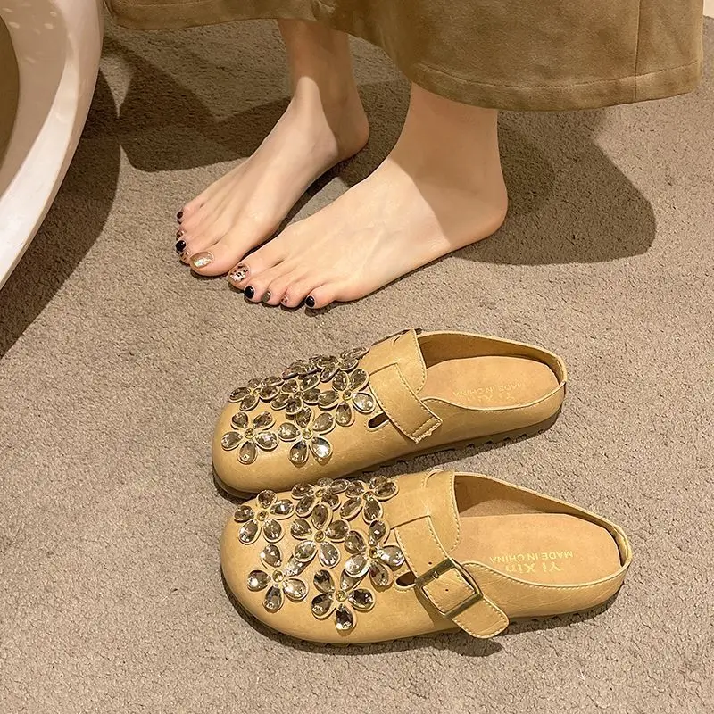 Women'S Shoes Clogs - Damskie klapki z kwiatowym wzorem, zdobione