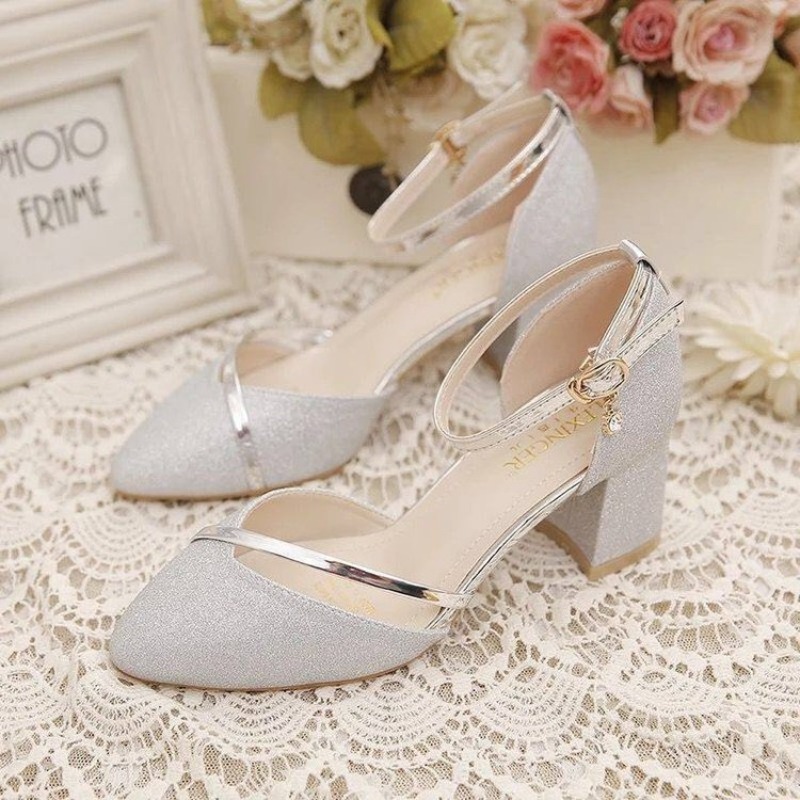 Damskie brokatowe czółenka na  – Ankle Strap Heels recenzja i cena